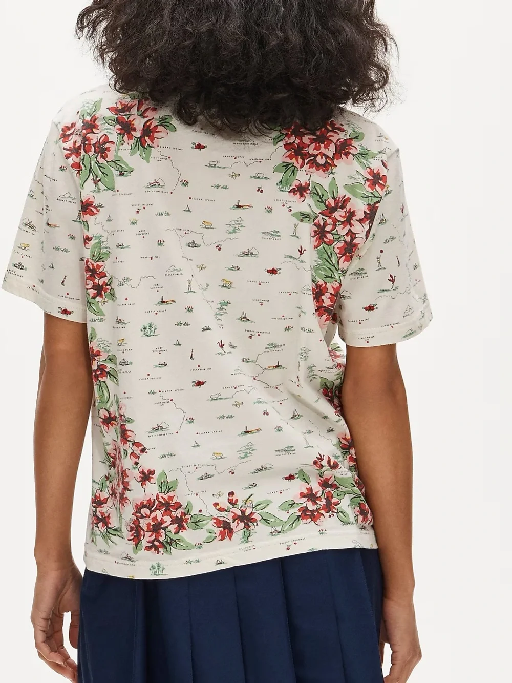 J Crew New Broken-in jersey relaxed-fit map graphic T-shirt short sleeve floral